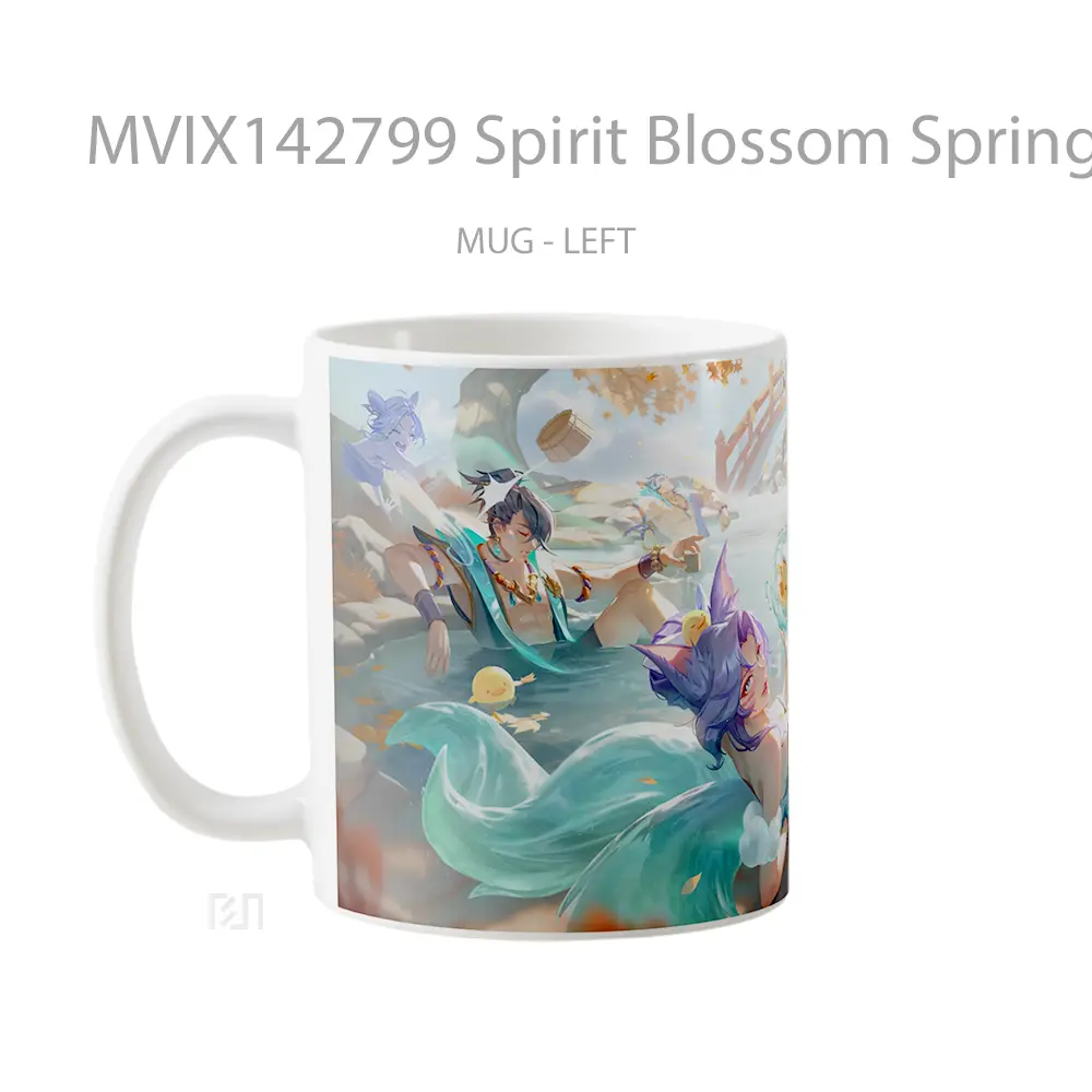 Mug Spirit Blossom Springs Ahri Yunara Aphelios So Gelas Keramik Unik - All-side / Desain