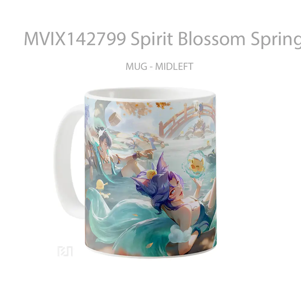 Mug Spirit Blossom Springs Ahri Yunara Aphelios So Gelas Keramik Unik - All-side / Desain