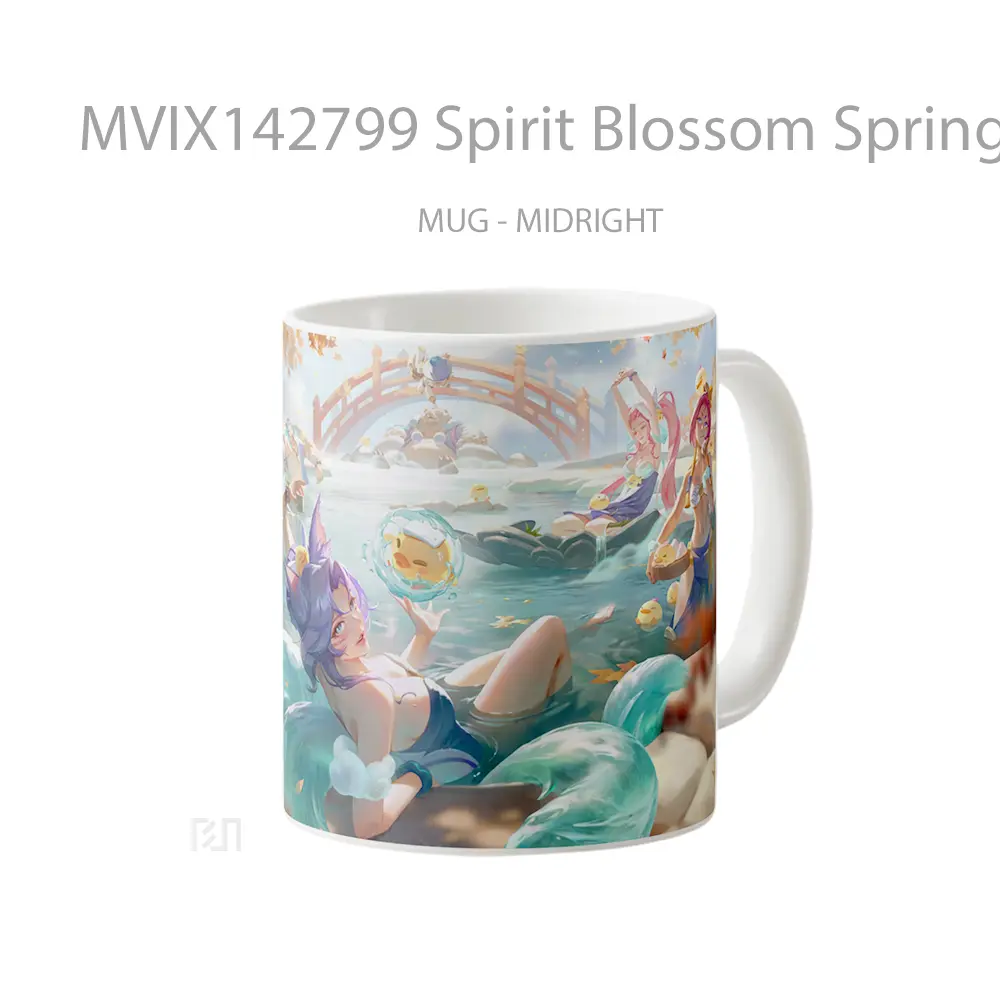 Mug Spirit Blossom Springs Ahri Yunara Aphelios So Gelas Keramik Unik - All-side / Desain