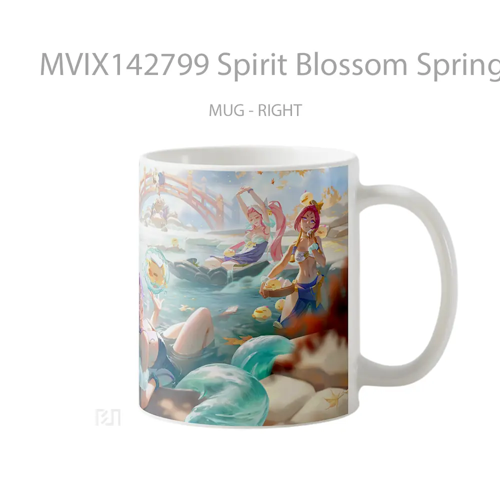 Mug Spirit Blossom Springs Ahri Yunara Aphelios So Gelas Keramik Unik - All-side / Desain