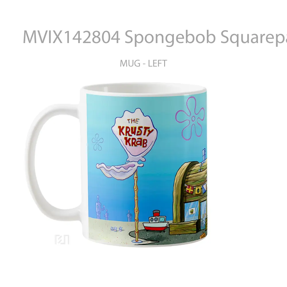Mug Spongebob Squarepants Krusty Krab Gelas Keramik Unik - All-side / Desain
