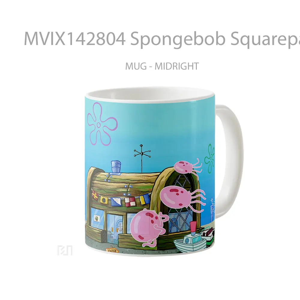 Mug Spongebob Squarepants Krusty Krab Gelas Keramik Unik - All-side / Desain