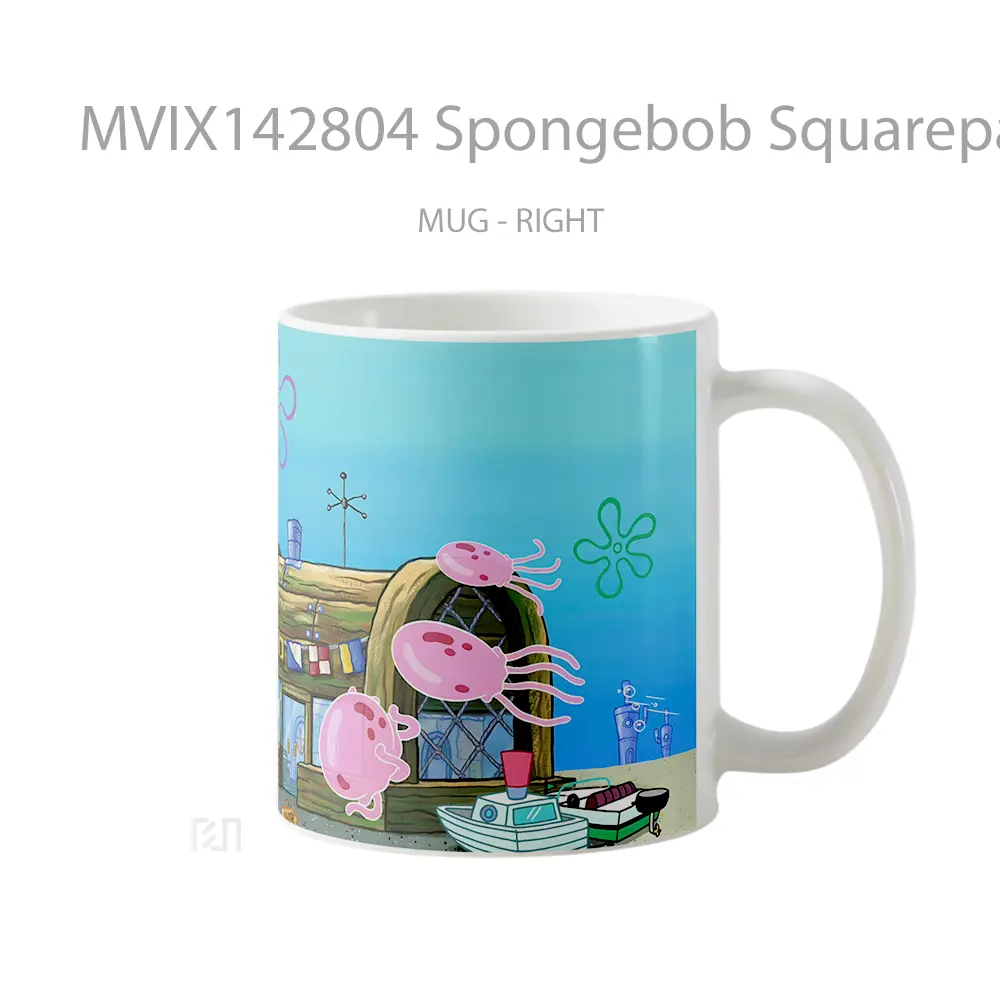 Mug Spongebob Squarepants Krusty Krab Gelas Keramik Unik - All-side / Desain