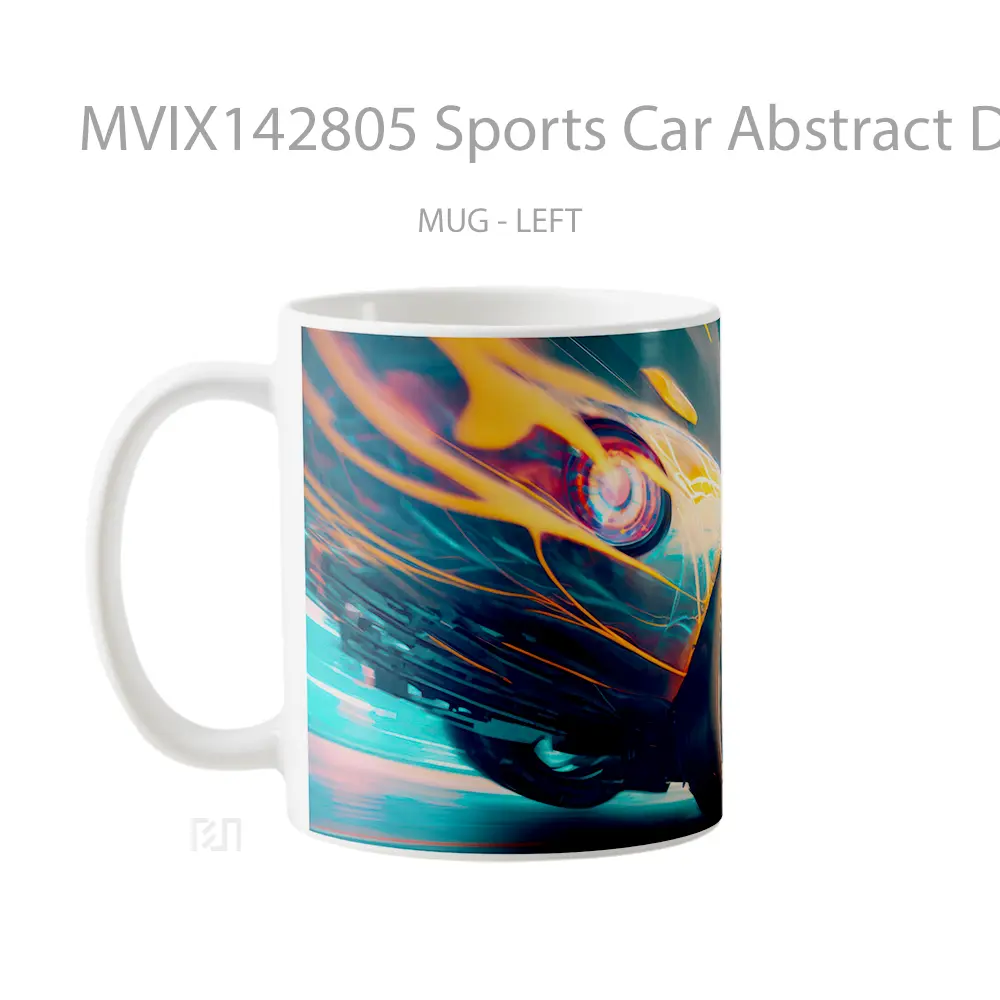 Mug Sports Car Abstract Digital Art Gelas Keramik Unik - All-side / Desain