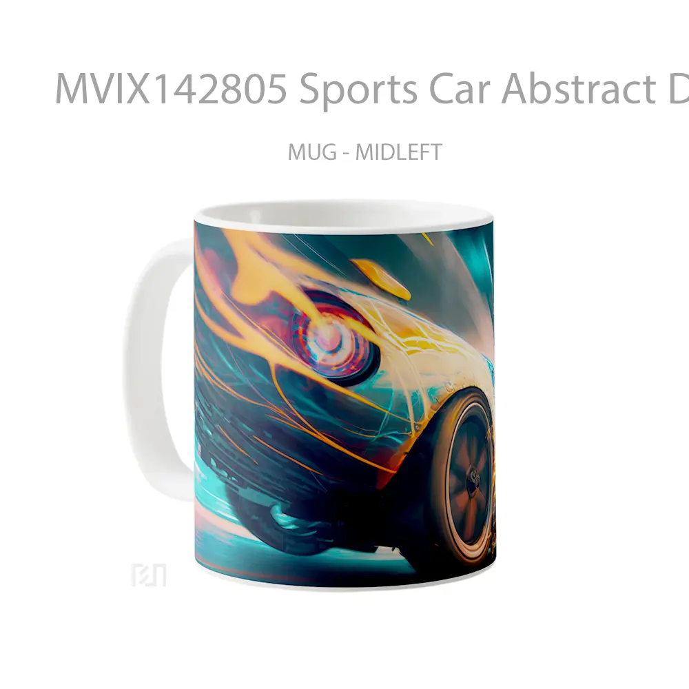 Mug Sports Car Abstract Digital Art Gelas Keramik Unik - All-side / Desain
