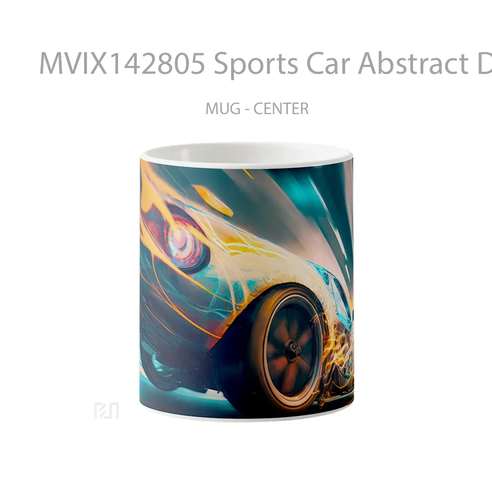 Mug Sports Car Abstract Digital Art Gelas Keramik Unik