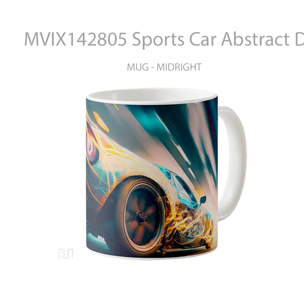 Mug Sports Car Abstract Digital Art Gelas Keramik Unik - All-side / Desain