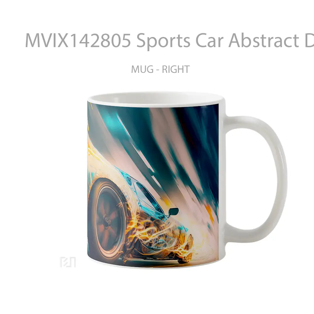 Mug Sports Car Abstract Digital Art Gelas Keramik Unik - All-side / Desain