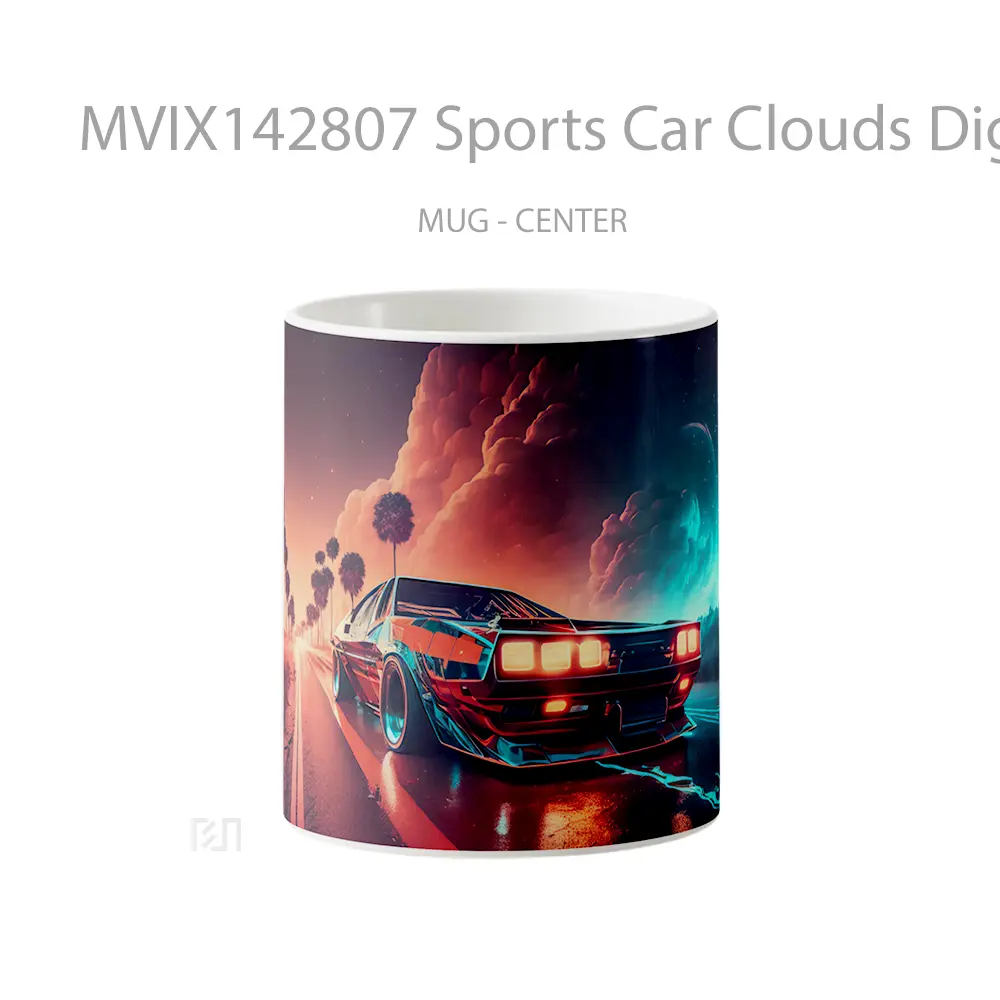 Mug Sports Car Clouds Digital Art Gelas Pemandangan Alam