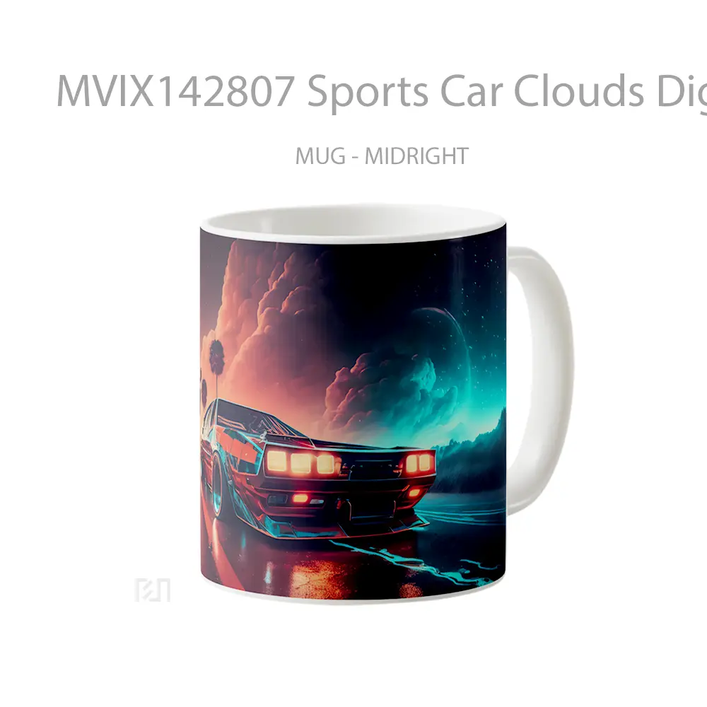 Mug Sports Car Clouds Digital Art Gelas Pemandangan Alam - All-side / Desain