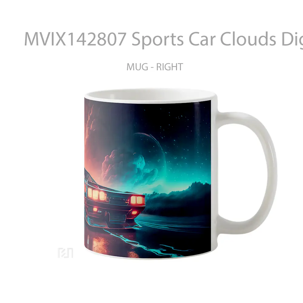 Mug Sports Car Clouds Digital Art Gelas Pemandangan Alam - All-side / Desain
