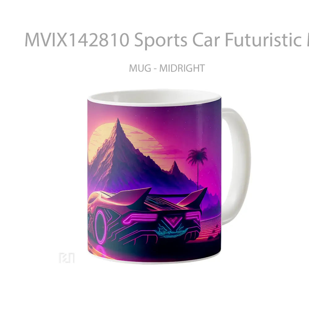 Mug Sports Car Futuristic Mountain Sunset Scenery Digital Art Gelas Pemandangan Alam - All-side / Desain