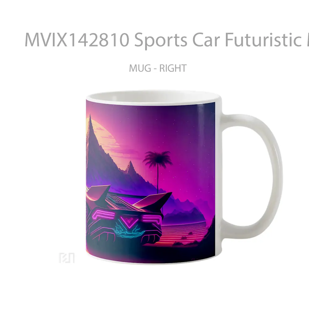 Mug Sports Car Futuristic Mountain Sunset Scenery Digital Art Gelas Pemandangan Alam - All-side / Desain
