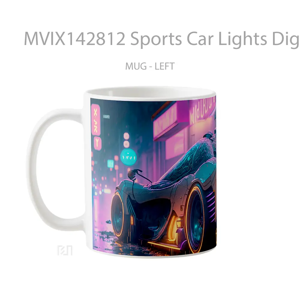 Mug Sports Car Lights Digital Art Gelas Keramik Unik - All-side / Desain