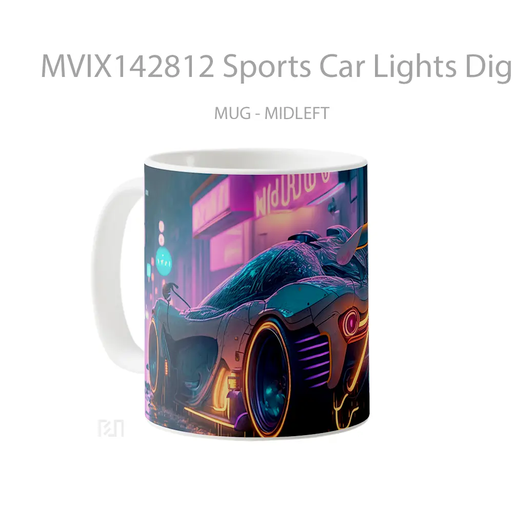 Mug Sports Car Lights Digital Art Gelas Keramik Unik - All-side / Desain