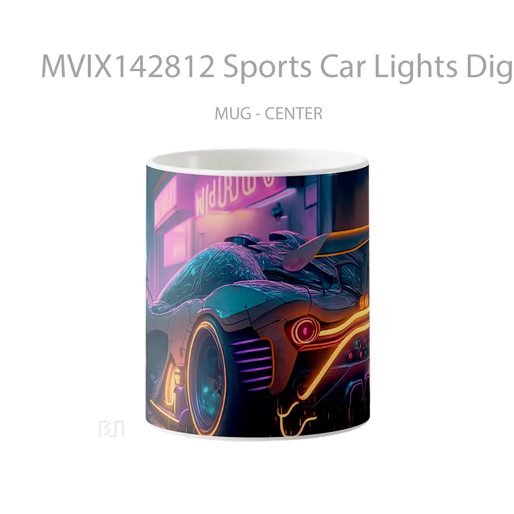 Mug Sports Car Lights Digital Art Gelas Keramik Unik