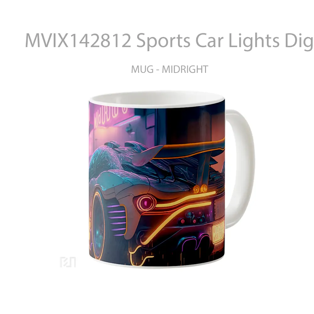Mug Sports Car Lights Digital Art Gelas Keramik Unik - All-side / Desain