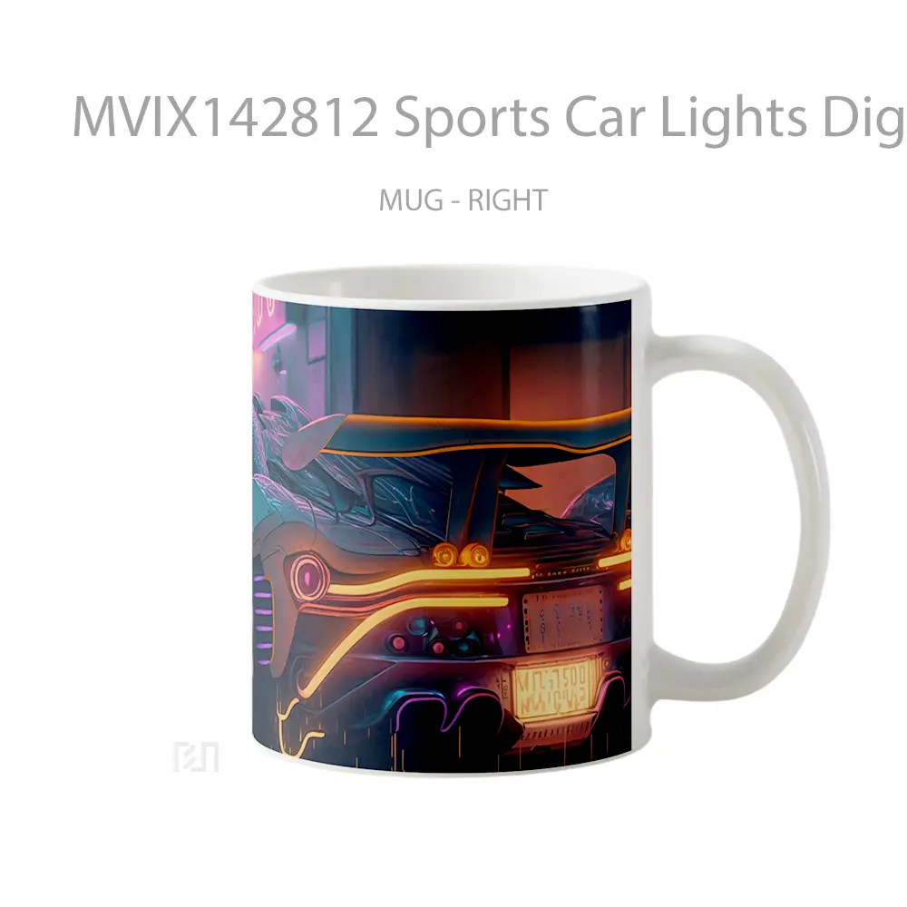 Mug Sports Car Lights Digital Art Gelas Keramik Unik - All-side / Desain