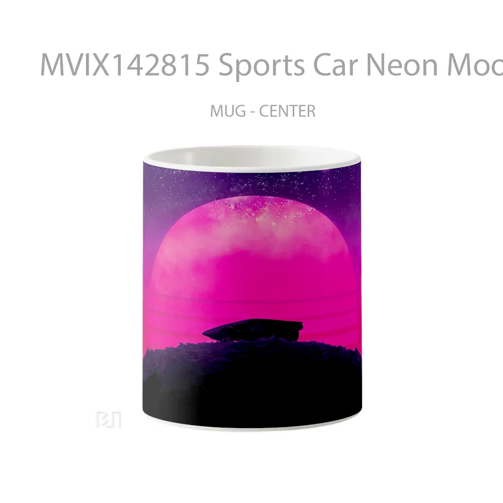 Mug Sports Car Neon Moon Digital Art Gelas Keramik Unik