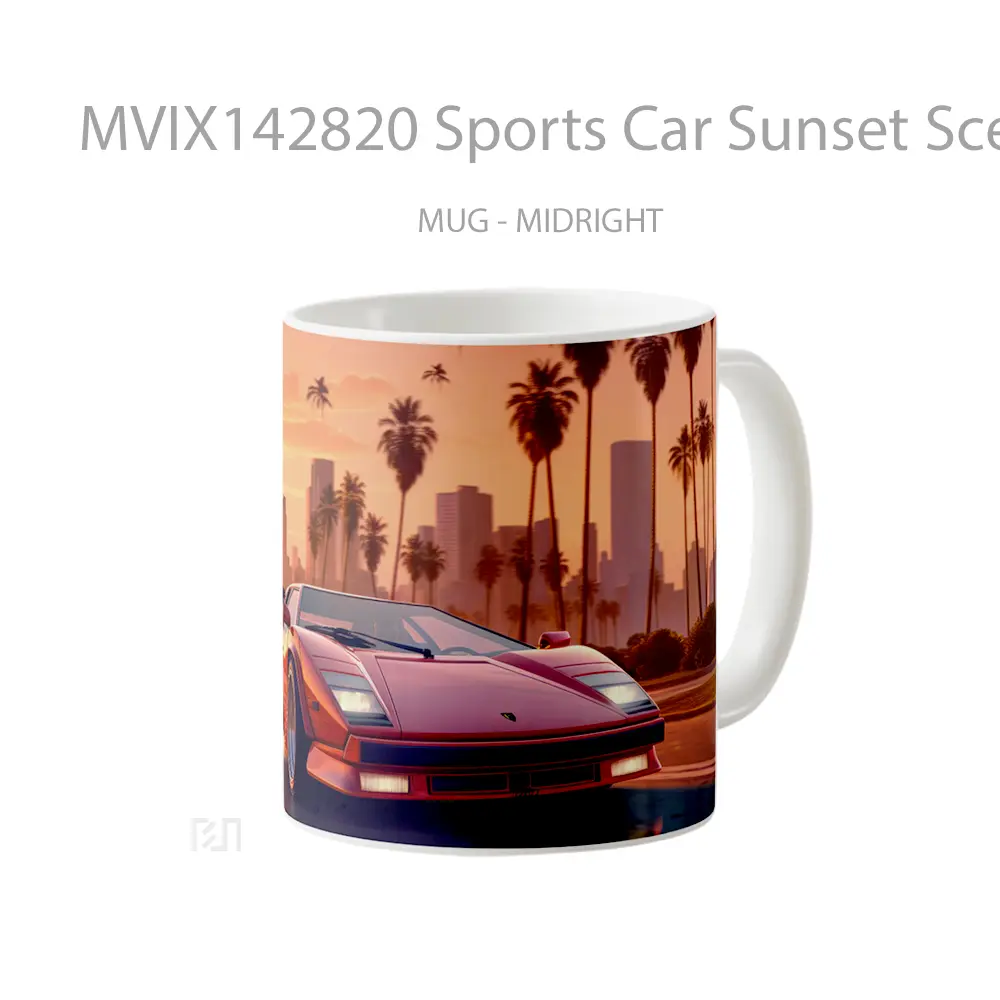 Mug Sports Car Sunset Scenery Digital Art Gelas Pemandangan Alam - All-side / Desain