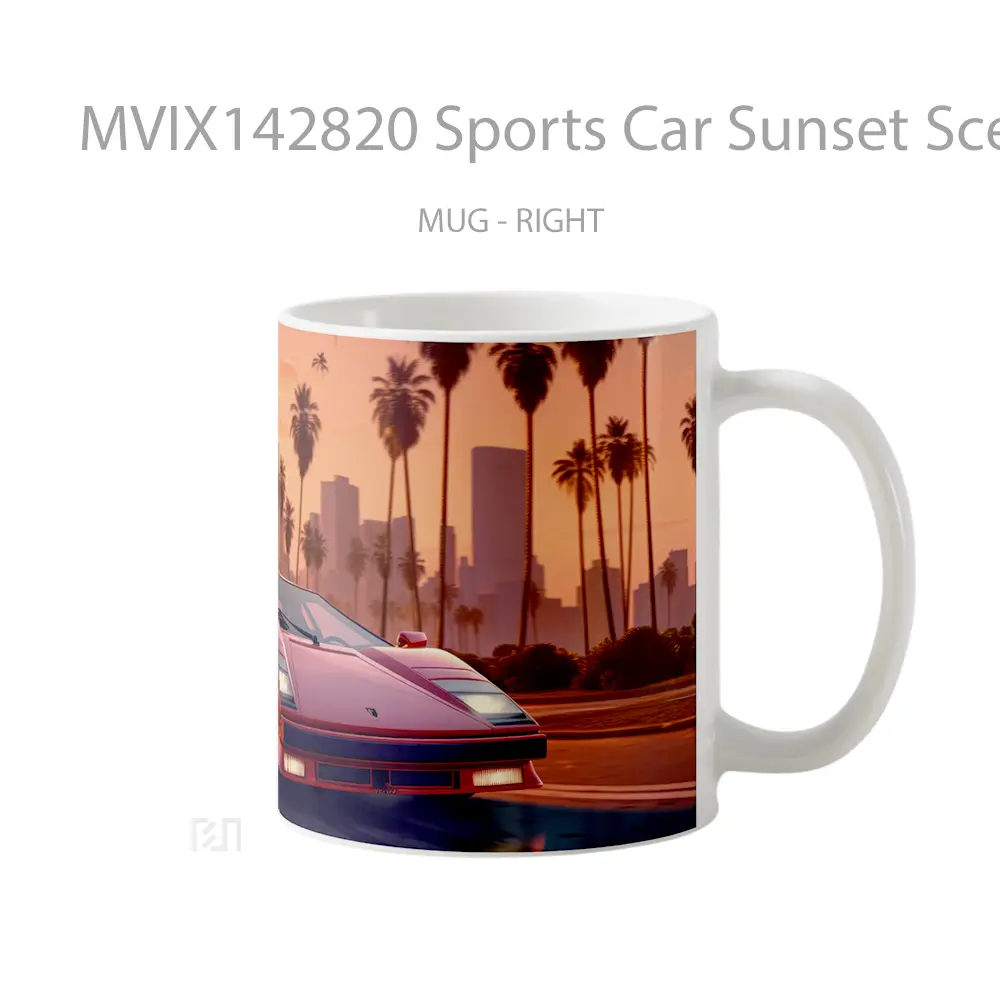Mug Sports Car Sunset Scenery Digital Art Gelas Pemandangan Alam - All-side / Desain