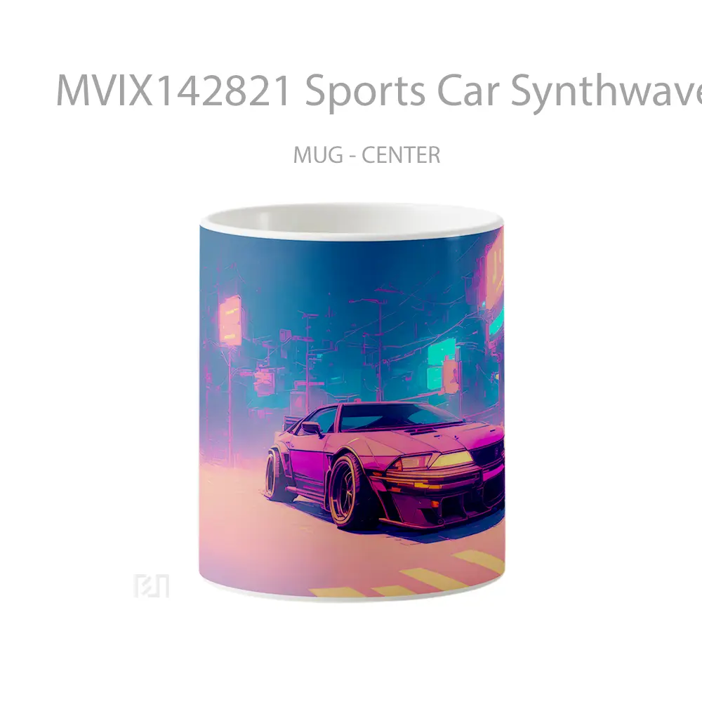 Mug Sports Car Synthwave Vaporwave Digital Art Gelas Keramik Unik