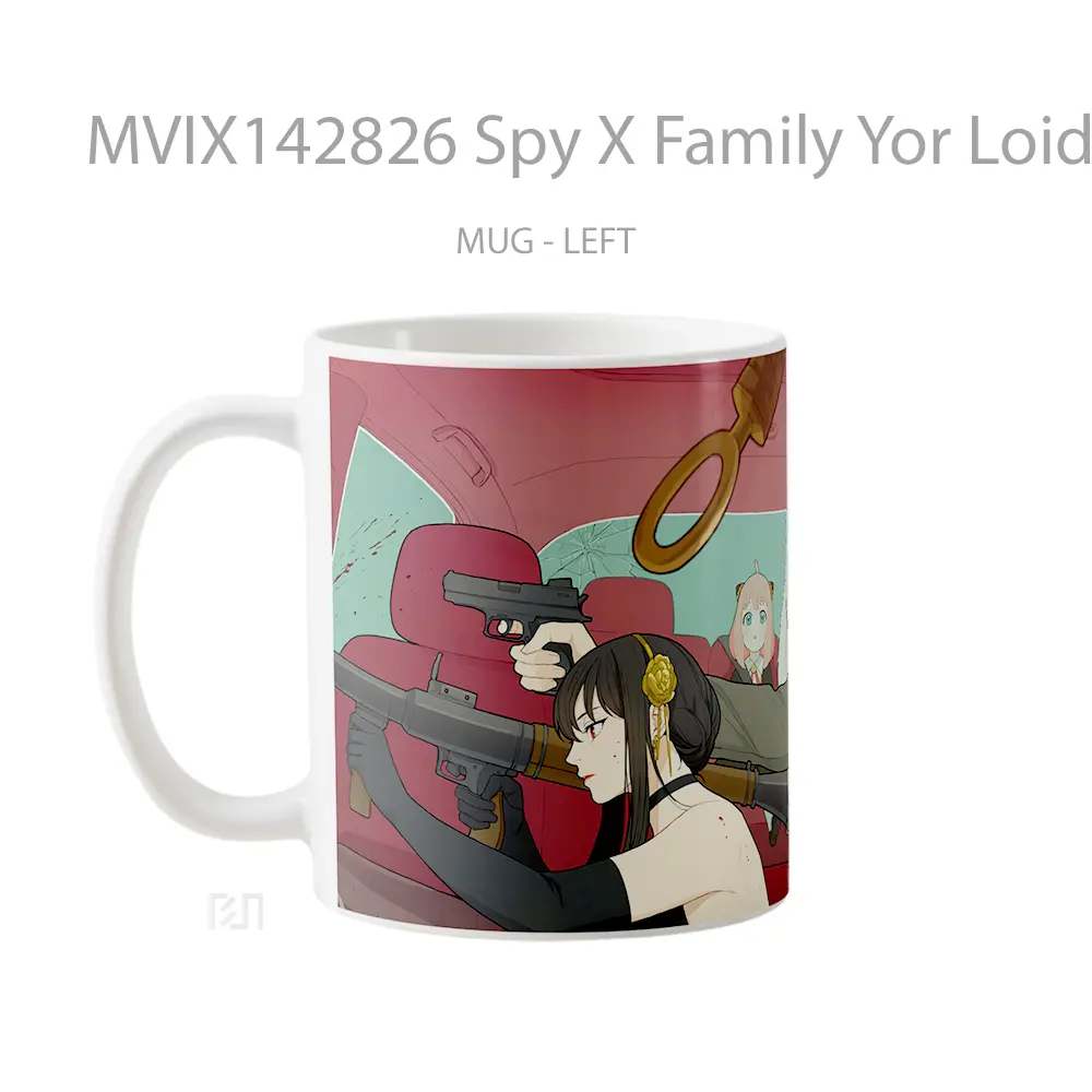 Mug Spy X Family Yor Loid Anya Bond Art Gelas Keramik Unik - All-side / Desain