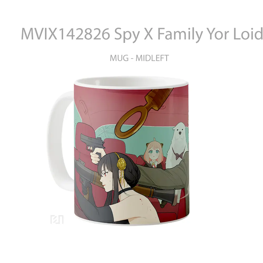 Mug Spy X Family Yor Loid Anya Bond Art Gelas Keramik Unik - All-side / Desain