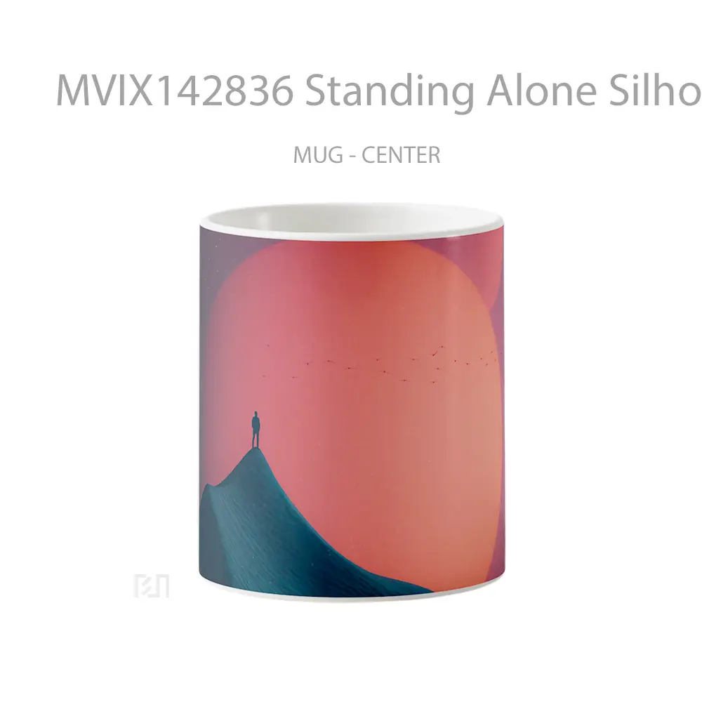 Mug Standing Alone Silhouette Moon Scenery Gelas Keramik Unik