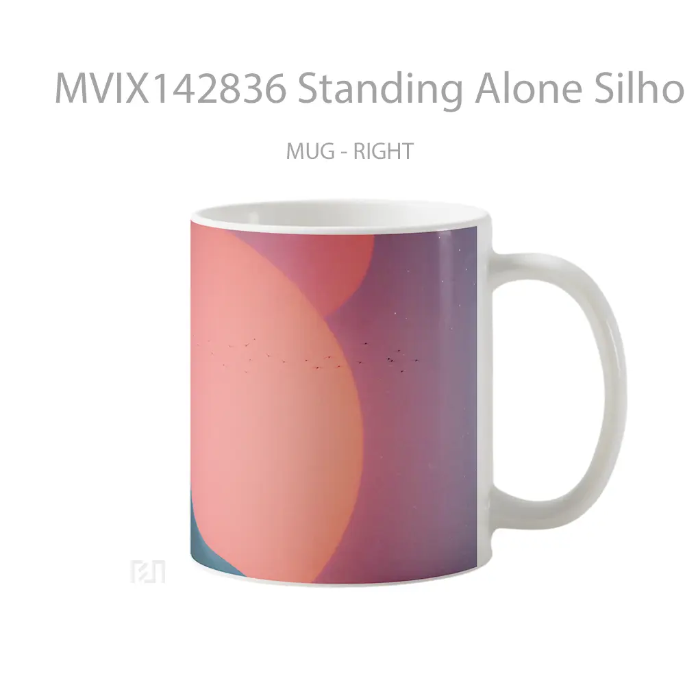 Mug Standing Alone Silhouette Moon Scenery Gelas Keramik Unik - All-side / Desain
