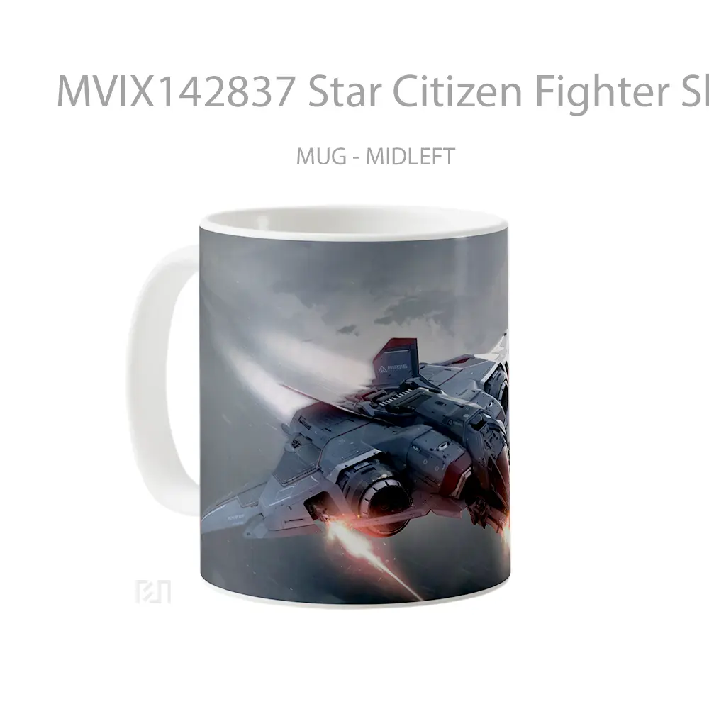 Mug Star Citizen Fighter Ship Gelas Keramik Unik - All-side / Desain