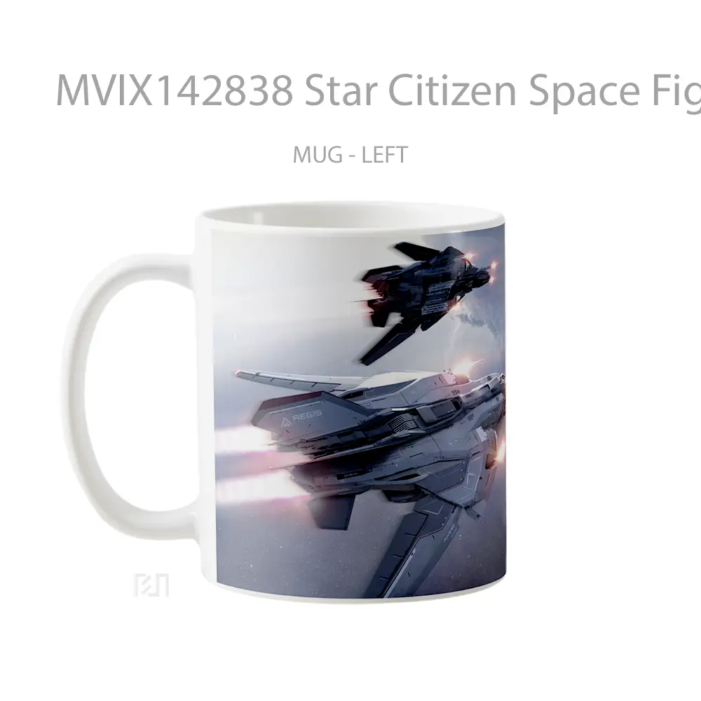 Mug Star Citizen Space Fighter Ship Battle Gelas Keramik Unik - All-side / Desain