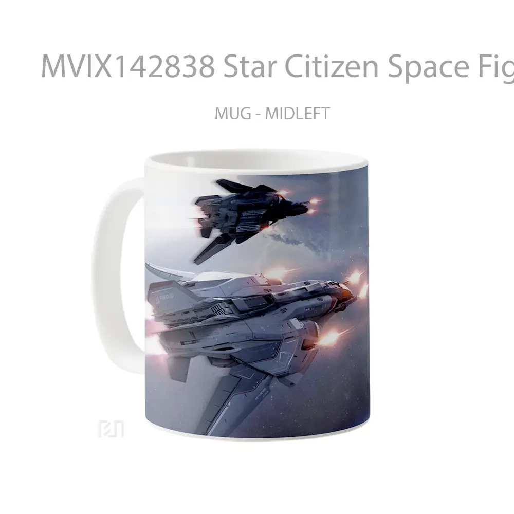 Mug Star Citizen Space Fighter Ship Battle Gelas Keramik Unik - All-side / Desain