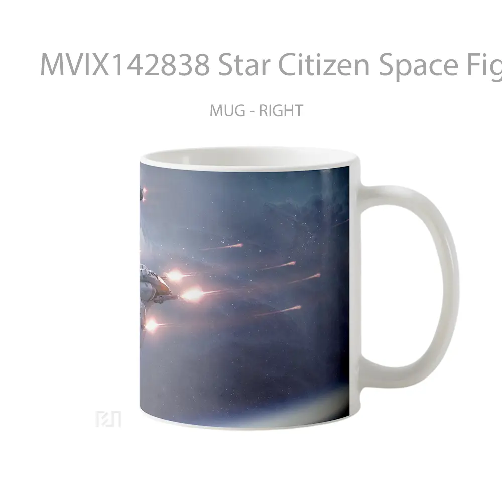 Mug Star Citizen Space Fighter Ship Battle Gelas Keramik Unik - All-side / Desain