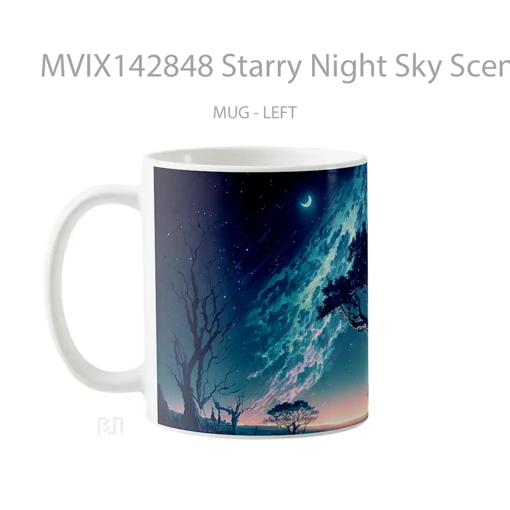 Mug Starry Night Sky Scenery Ar Gelas Pemandangan Alam - All-side / Desain