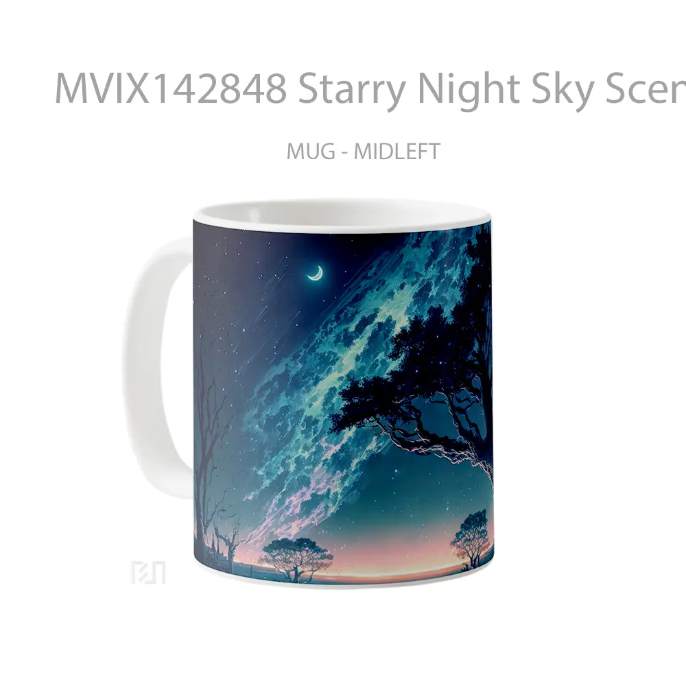 Mug Starry Night Sky Scenery Ar Gelas Pemandangan Alam - All-side / Desain