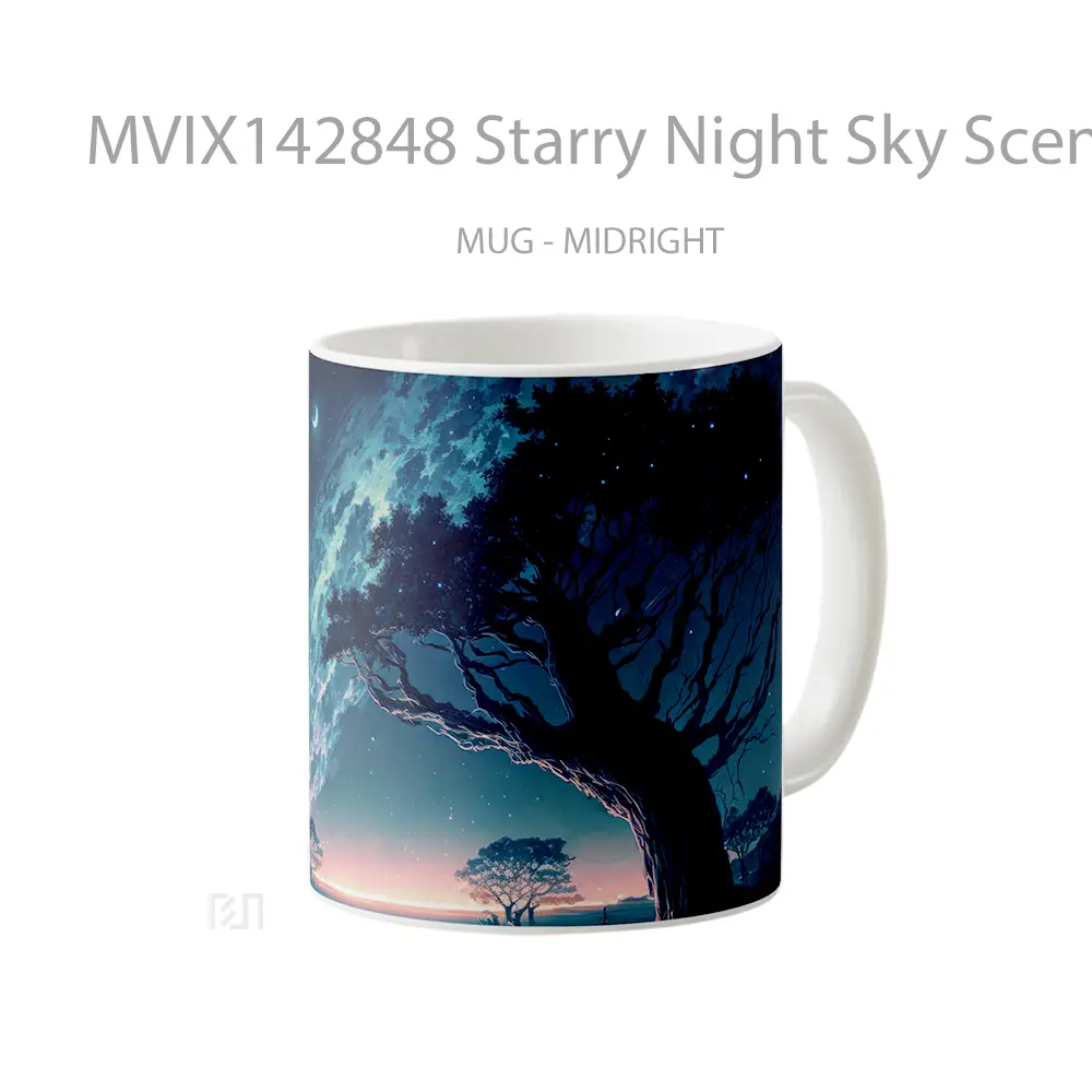 Mug Starry Night Sky Scenery Ar Gelas Pemandangan Alam - All-side / Desain