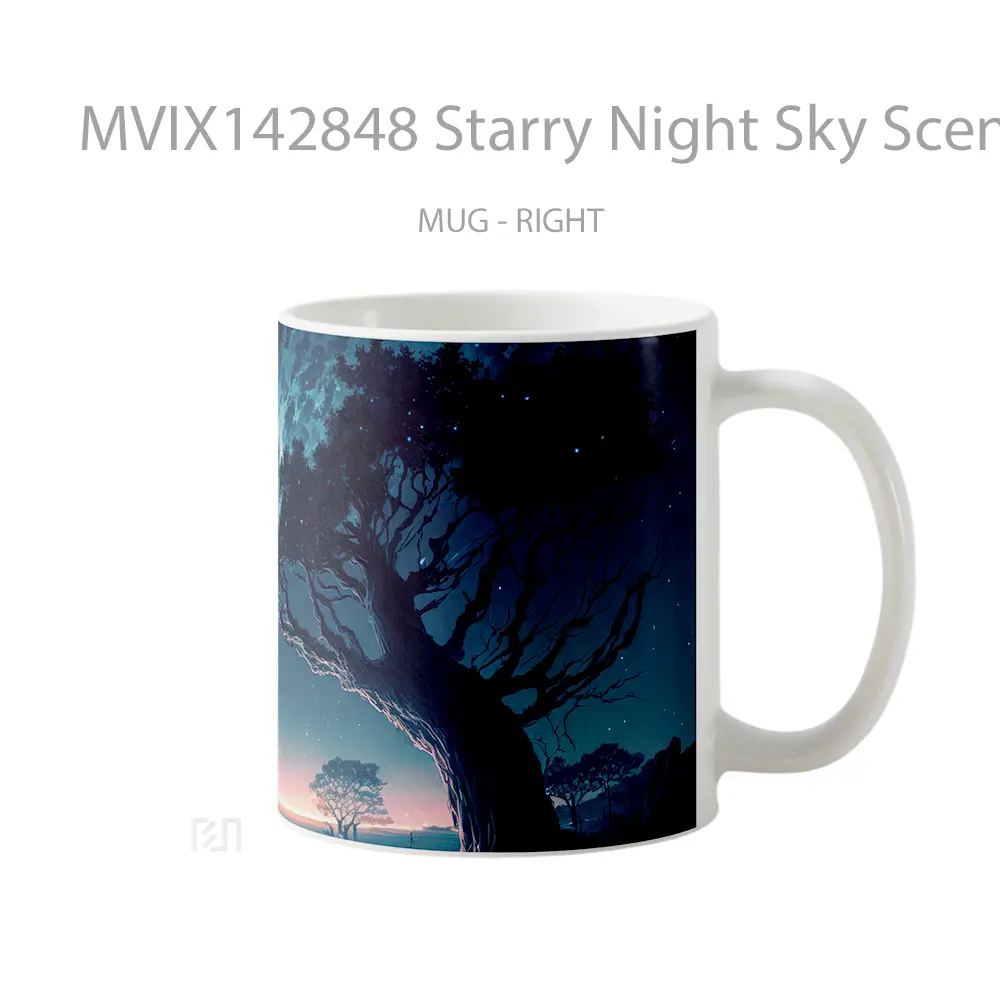 Mug Starry Night Sky Scenery Ar Gelas Pemandangan Alam - All-side / Desain
