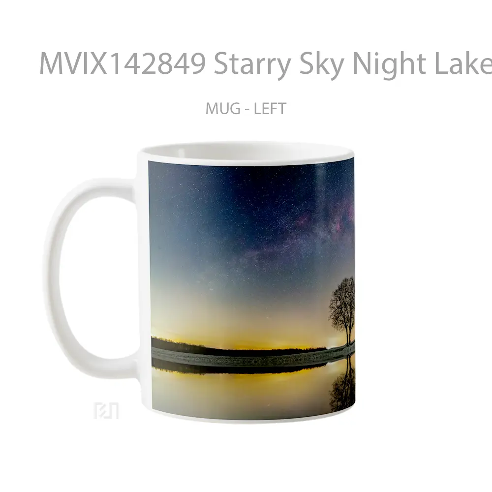 Mug Starry Sky Night Lake Nature Scenery Gelas Pemandangan Alam - All-side / Desain