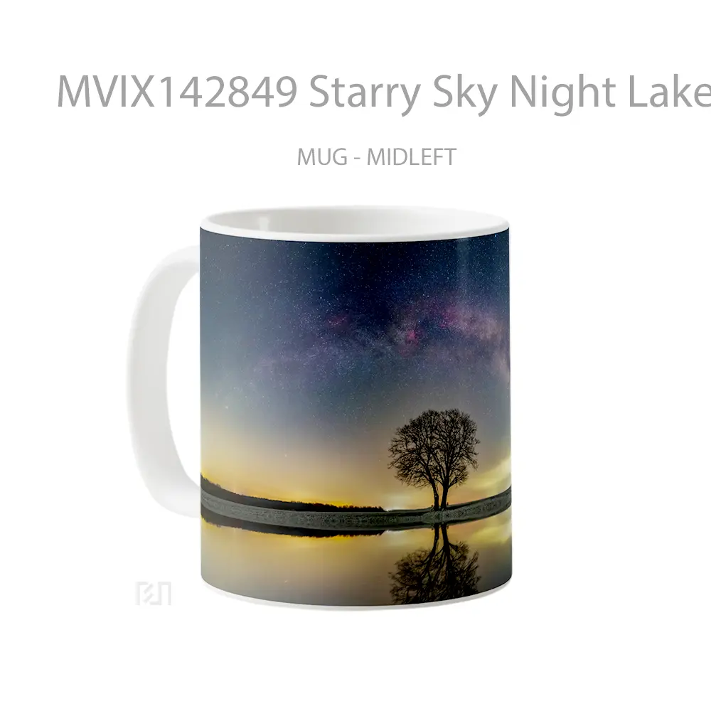 Mug Starry Sky Night Lake Nature Scenery Gelas Pemandangan Alam - All-side / Desain