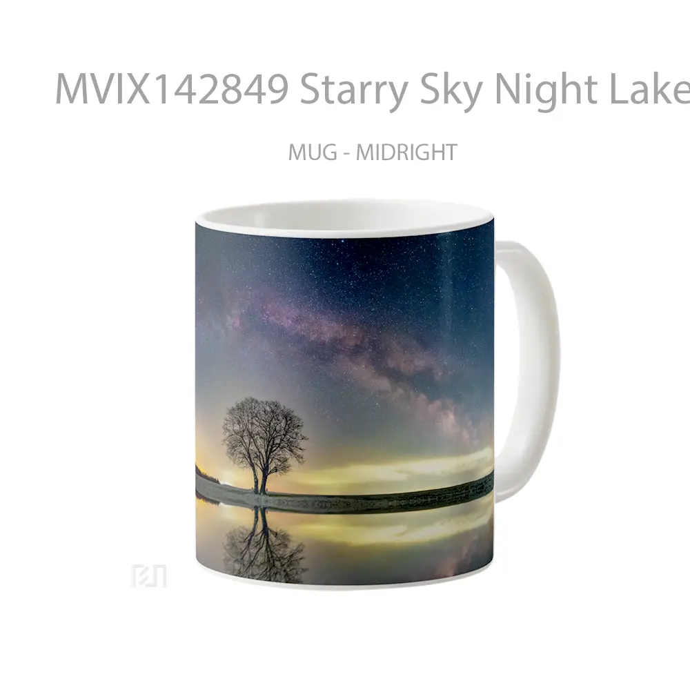 Mug Starry Sky Night Lake Nature Scenery Gelas Pemandangan Alam - All-side / Desain