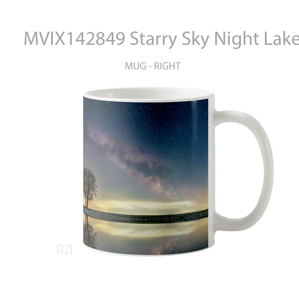 Mug Starry Sky Night Lake Nature Scenery Gelas Pemandangan Alam - All-side / Desain