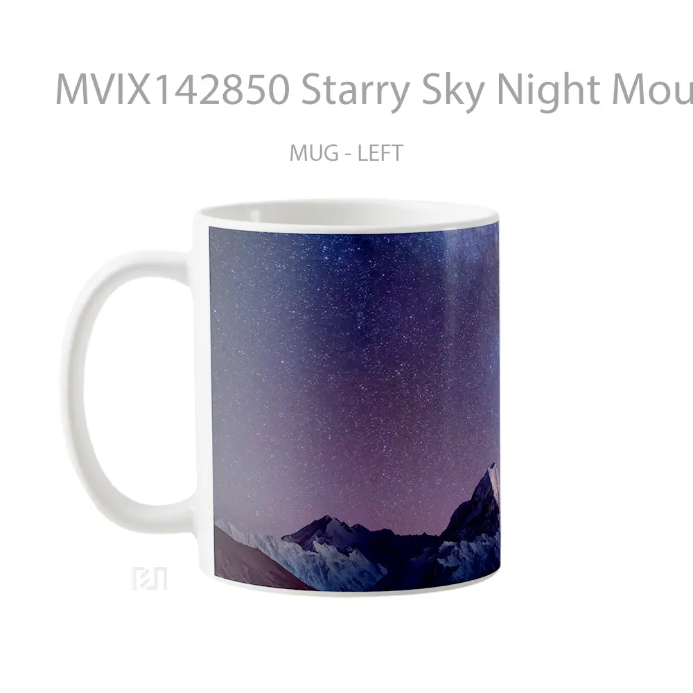 Mug Starry Sky Night Mountain Scenery Gelas Pemandangan Alam - All-side / Desain