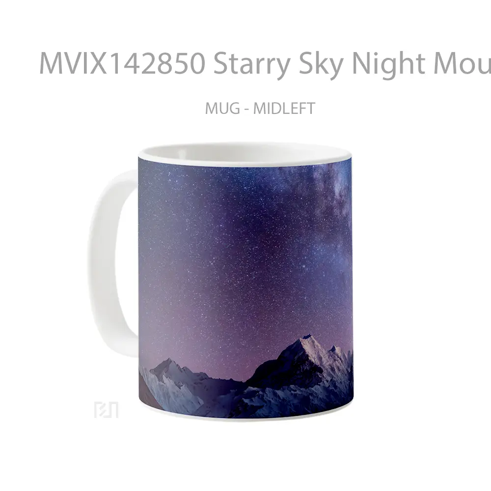 Mug Starry Sky Night Mountain Scenery Gelas Pemandangan Alam - All-side / Desain