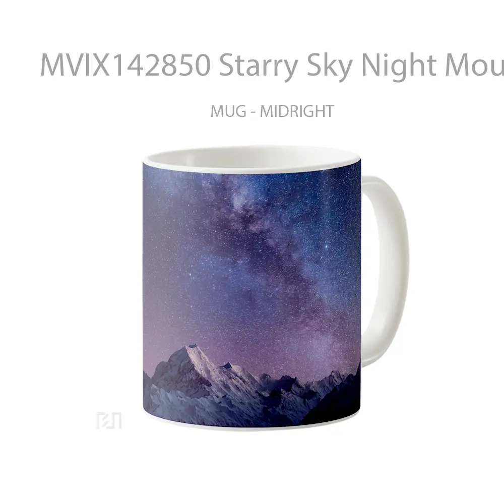 Mug Starry Sky Night Mountain Scenery Gelas Pemandangan Alam - All-side / Desain