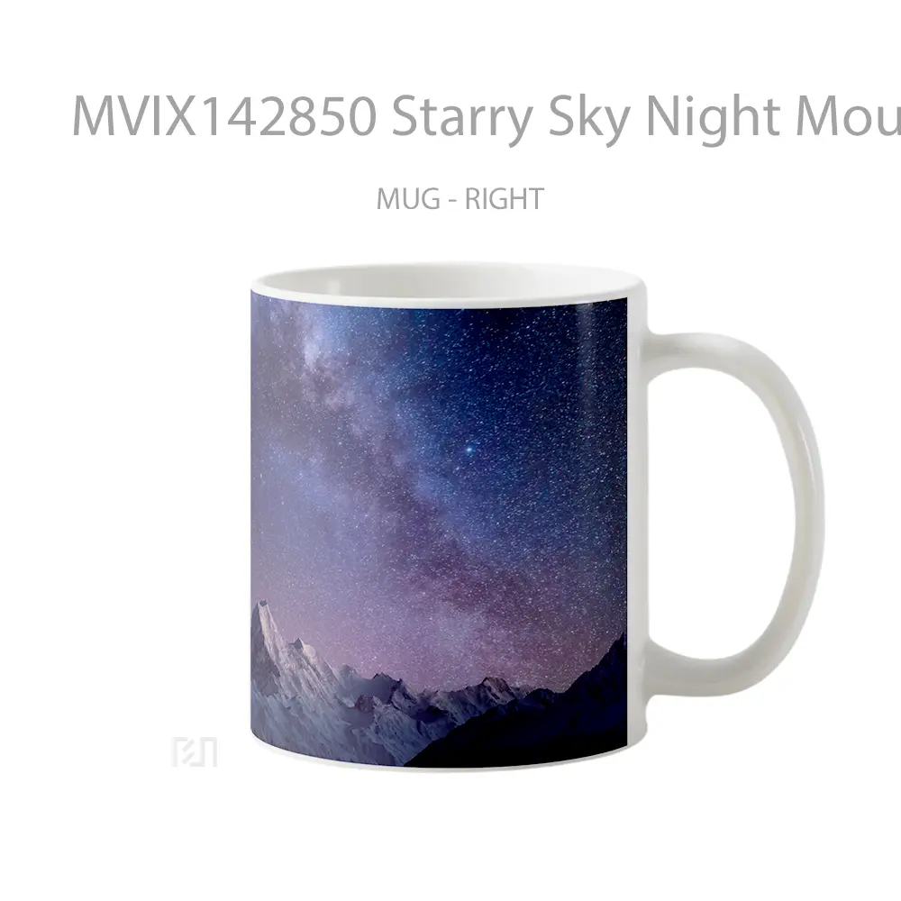 Mug Starry Sky Night Mountain Scenery Gelas Pemandangan Alam - All-side / Desain