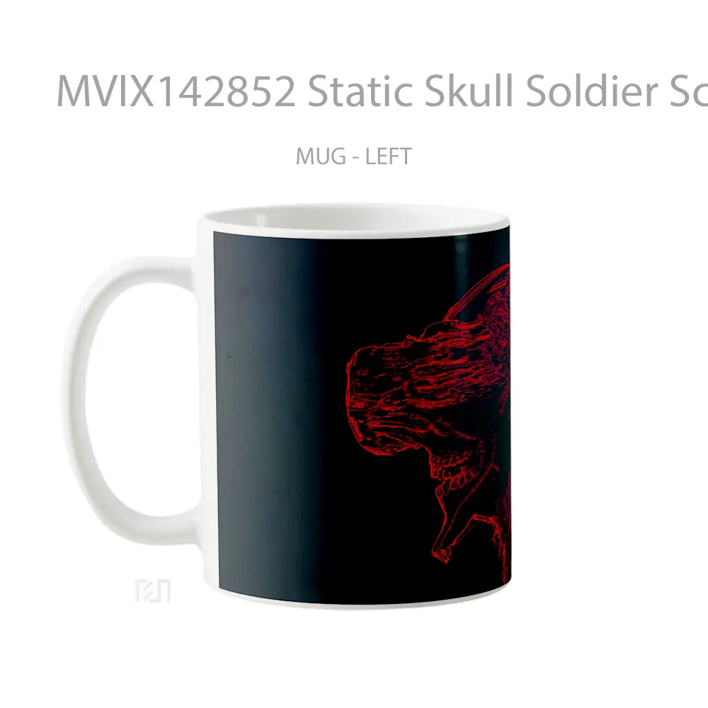 Mug Static Skull Soldier Sci Fi Gelas Keramik Unik - All-side / Desain