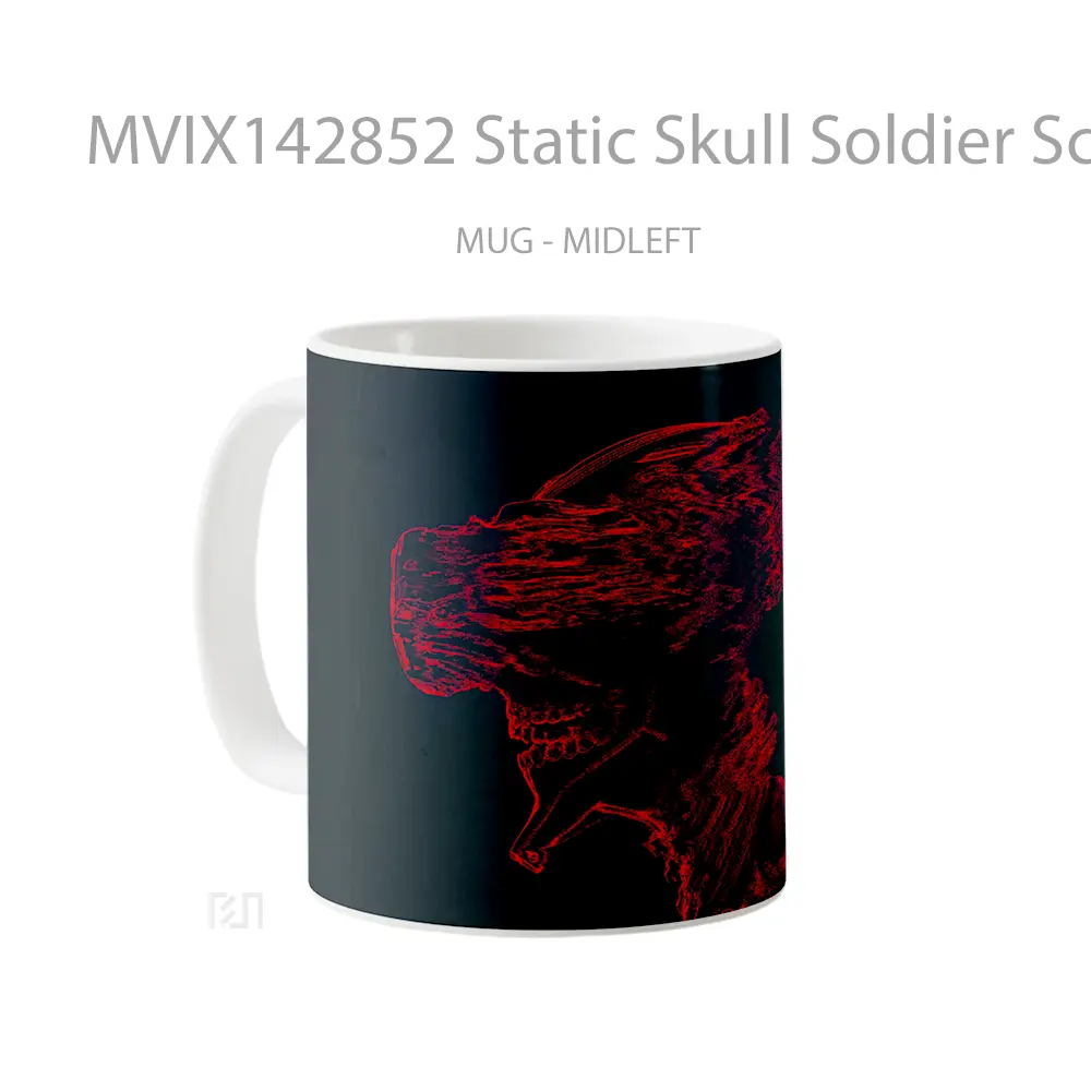 Mug Static Skull Soldier Sci Fi Gelas Keramik Unik - All-side / Desain