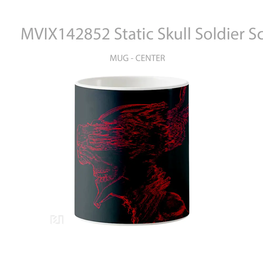 Mug Static Skull Soldier Sci Fi Gelas Keramik Unik