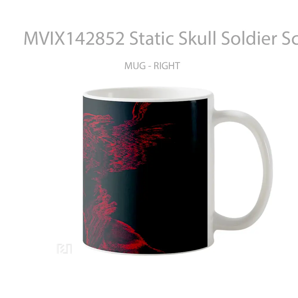 Mug Static Skull Soldier Sci Fi Gelas Keramik Unik - All-side / Desain